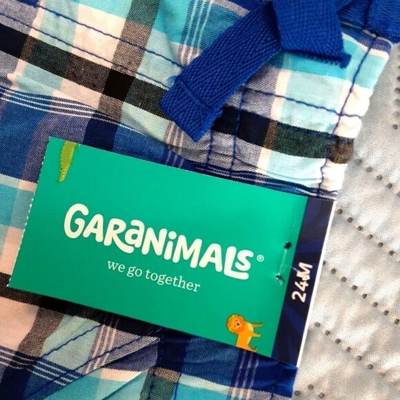 Garanimals Boy's‎ Sleeveless Onesie and Plaid Shorts Set, sz 24 mos - Picture 3 of 4